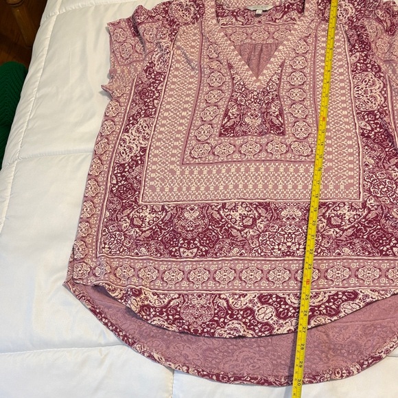 Lucky Brand Maroon and Light Pink Blouse - Picture 3 of 5